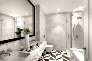 طراحی داخلی سیاه و سفید برای حمام