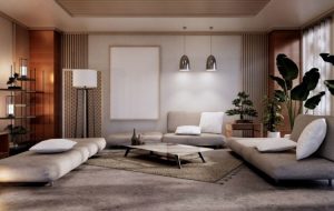 طراحی داخلی اتاق نشیمن با الهام از سبک ژاپنی 