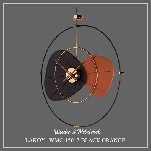 ساعت دیواری لاکوی کد WMC-15017 مشکی نارنجی