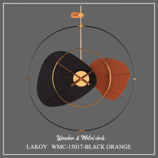 ساعت دیواری لاکوی کد WMC-15017 رنگ مشکی نارنجی