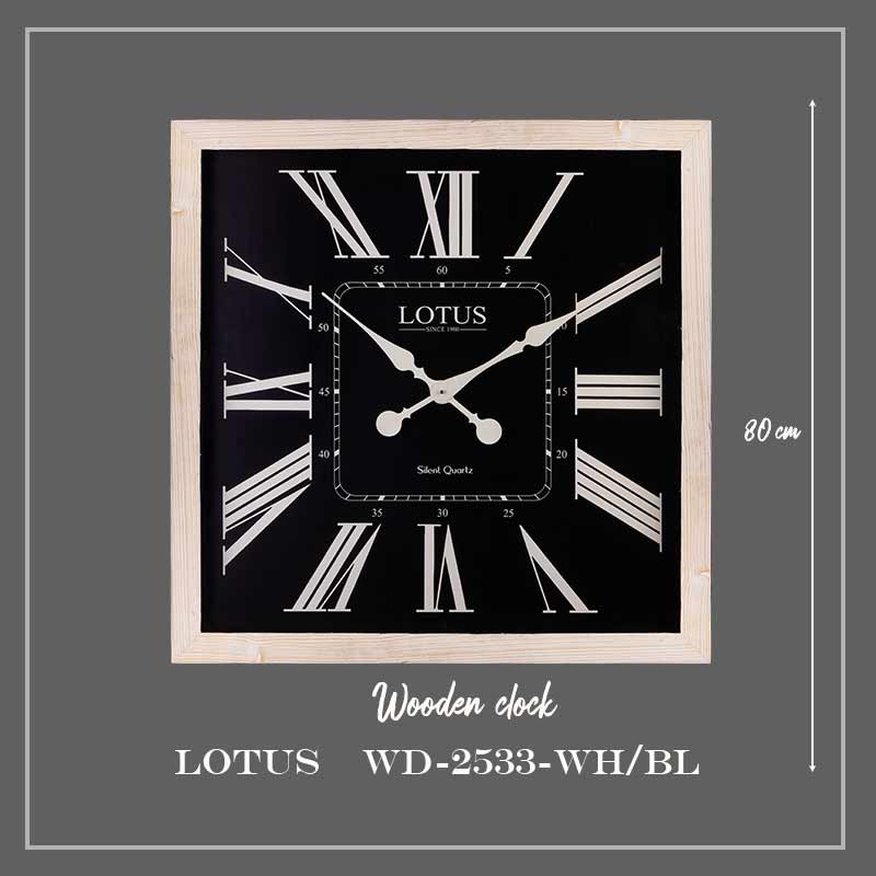 ساعت دیواری لوتوس کد WD-2533 رنگ WH/BL