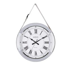 ساعت دیواری چرم و فلز کد LMT-1216 رنگ SILVER