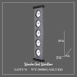 ساعت دیواری چند زمانه کد WT-90905 رنگ SILVER