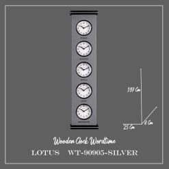 ساعت دیواری چند زمانه کد WT-90905 رنگ SILVER