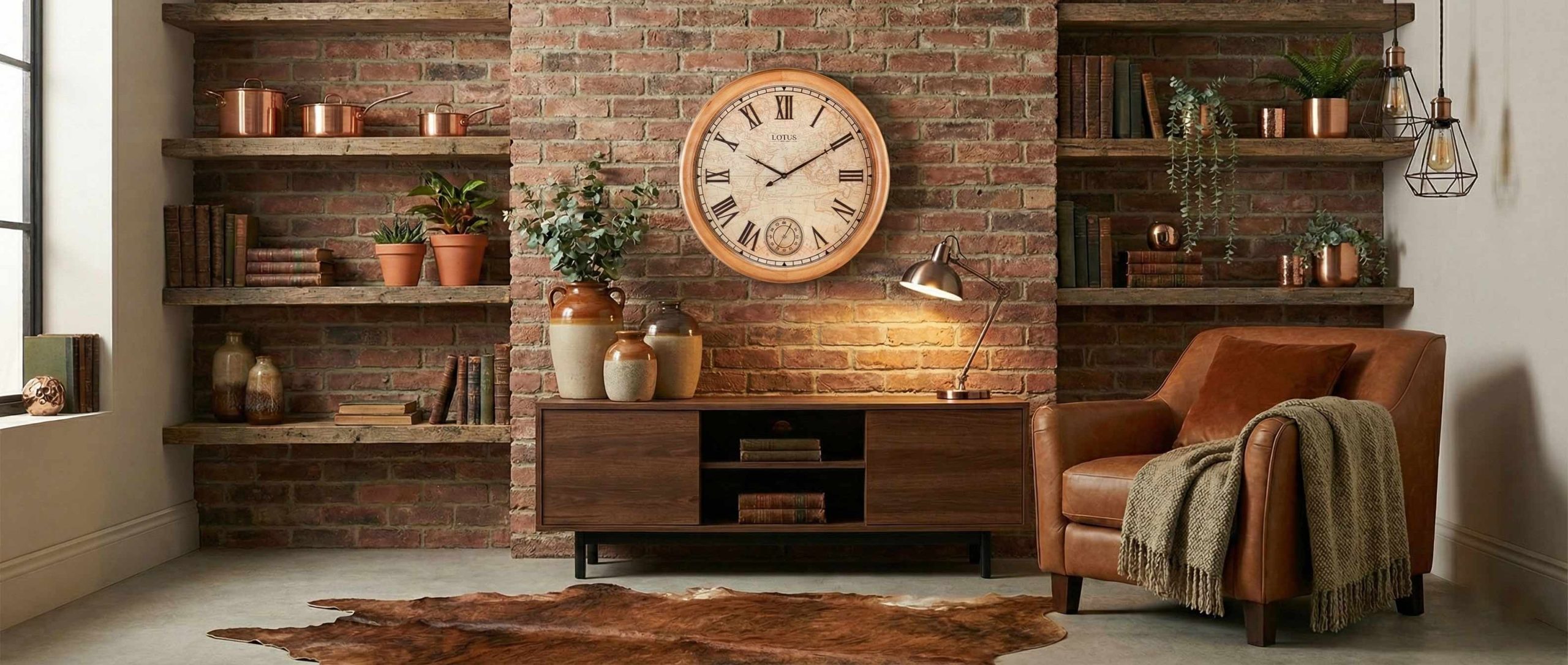 ساعت دیواری لوتوس WD-1529 رنگ WALNUT